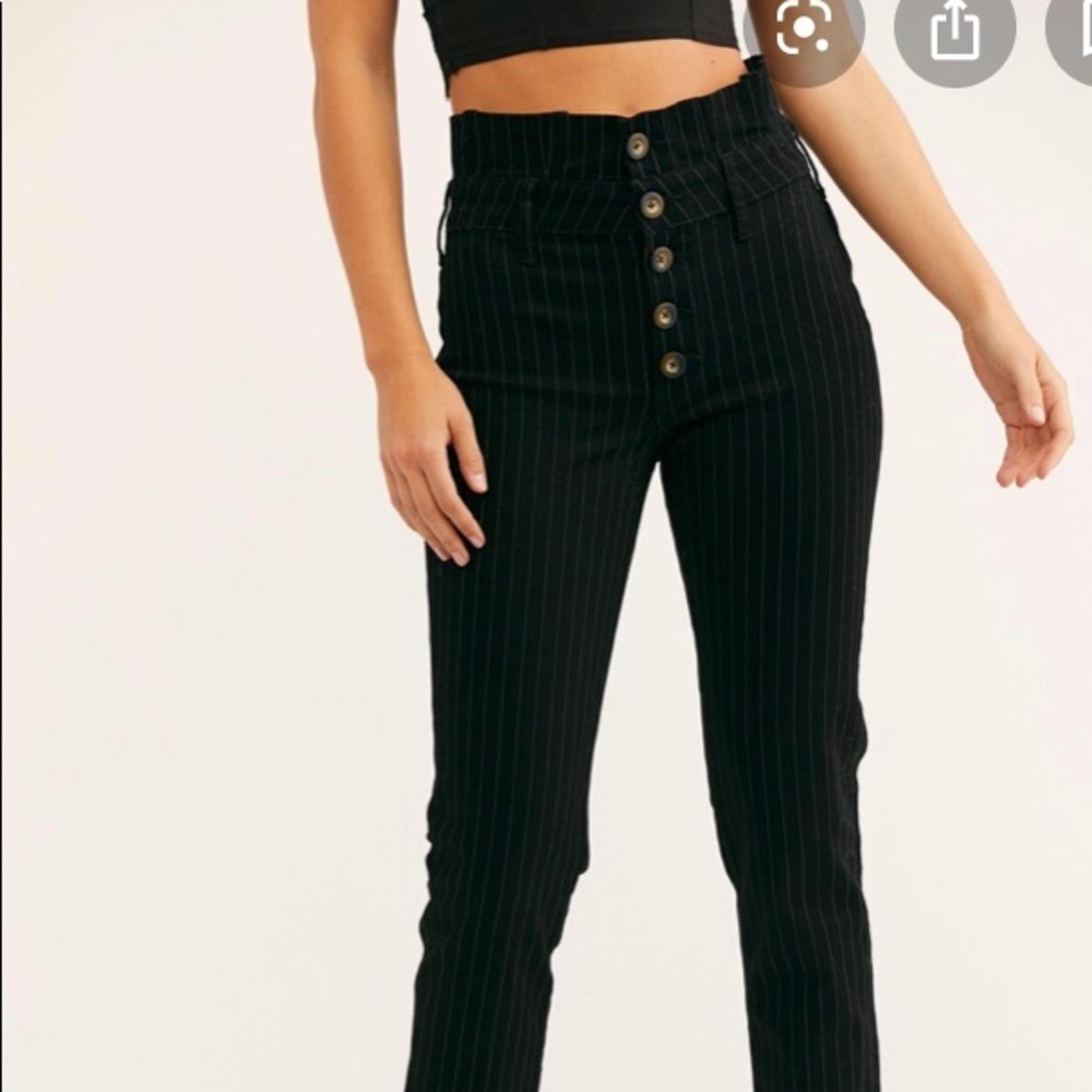 Free people high waist pinstripe cropped pant